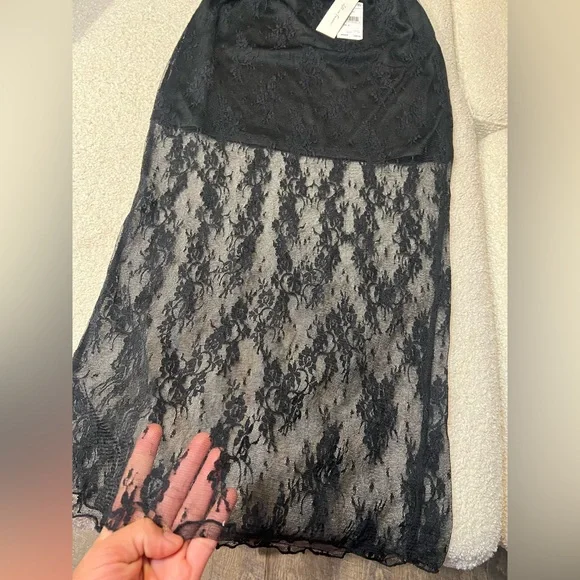 NWT All in Favor Black Lace Skirt - Picture 5 of 5